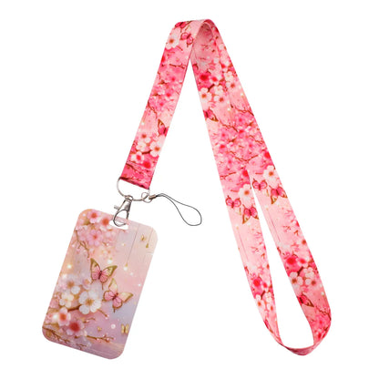 Beautiful Flower Credential Holder Butterfly Lanyards for Key Neck Strap For Card Badge Gym Keyring Accessories Friends Gifts