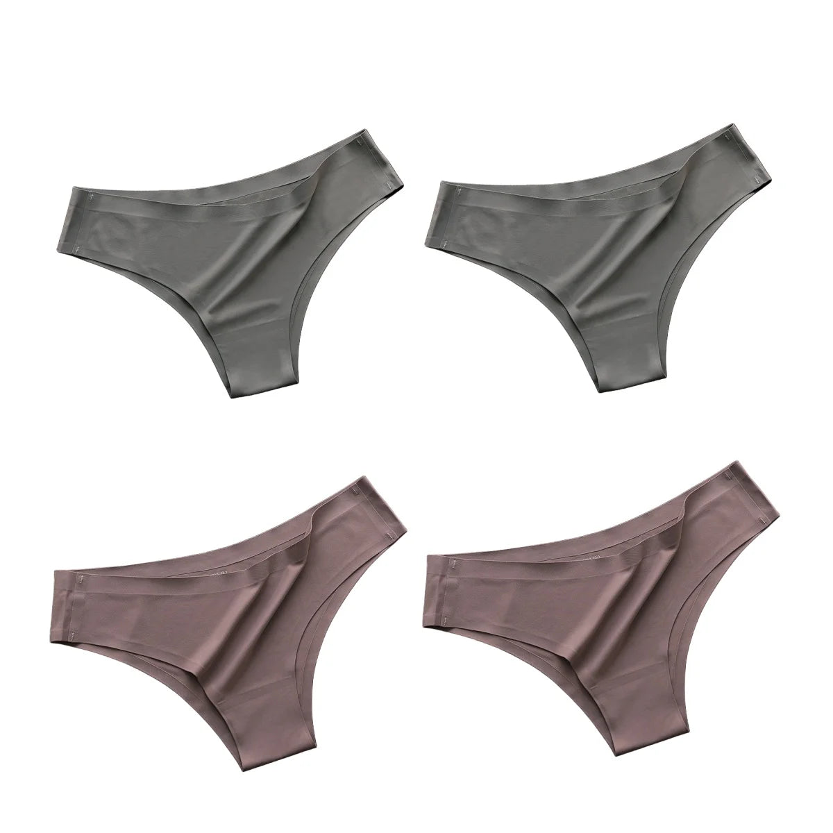 4PCS/Set, Seamless Panties, Women Underwear, Ice Silk Underpants, Low Waist G-string, Soft Solid Ultra-thin Briefs