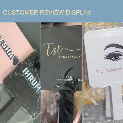 1 Pc 12x12cm Custom Private Logo Handheld Mirror Hot Sale Pink/Black/White Makeup Mirror With Handle Extension SPA Salon Gift